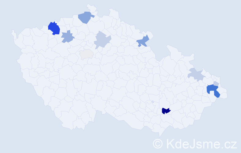 Příjmení: 'Kakara', počet výskytů 23 v celé ČR
