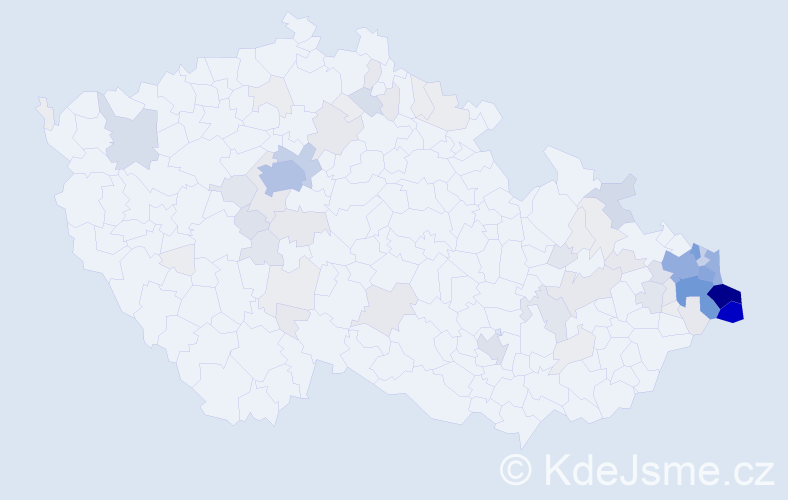 Příjmení: 'Klus', počet výskytů 437 v celé ČR