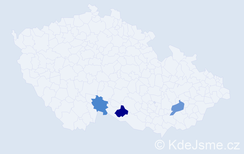 Příjmení: 'Bonďová', počet výskytů 3 v celé ČR