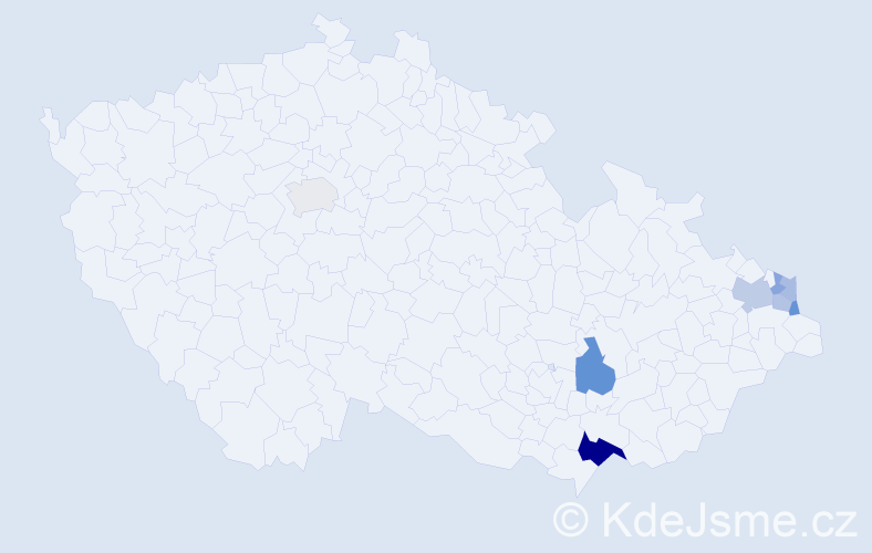 Příjmení: 'Skutecký', počet výskytů 15 v celé ČR