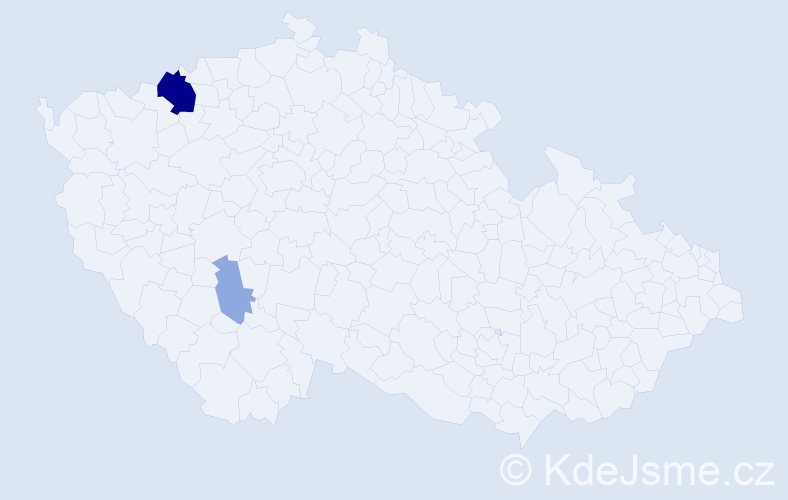 Příjmení: 'Kočić', počet výskytů 6 v celé ČR