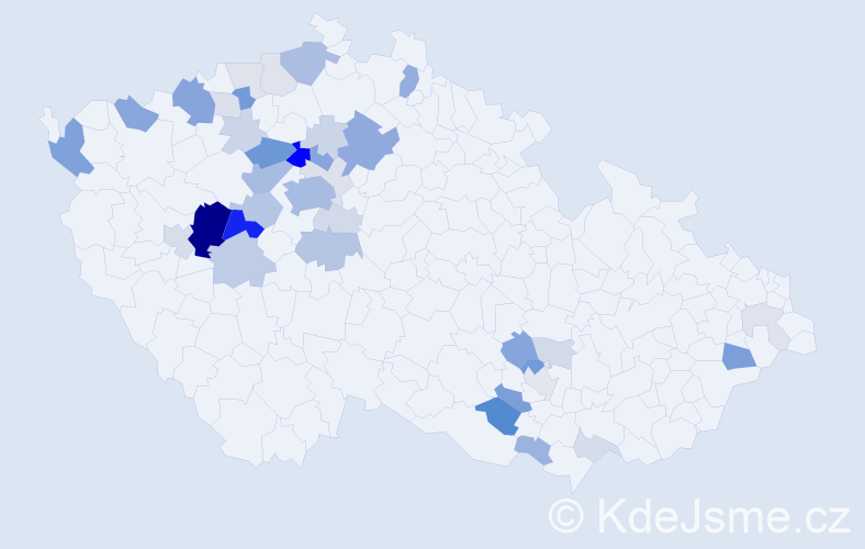 Příjmení: 'Eklová', počet výskytů 123 v celé ČR
