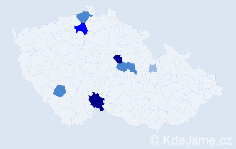 Příjmení: 'Káles', počet výskytů 18 v celé ČR