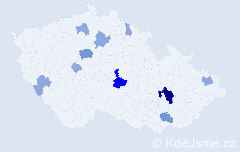 Příjmení: 'Galandáková', počet výskytů 20 v celé ČR