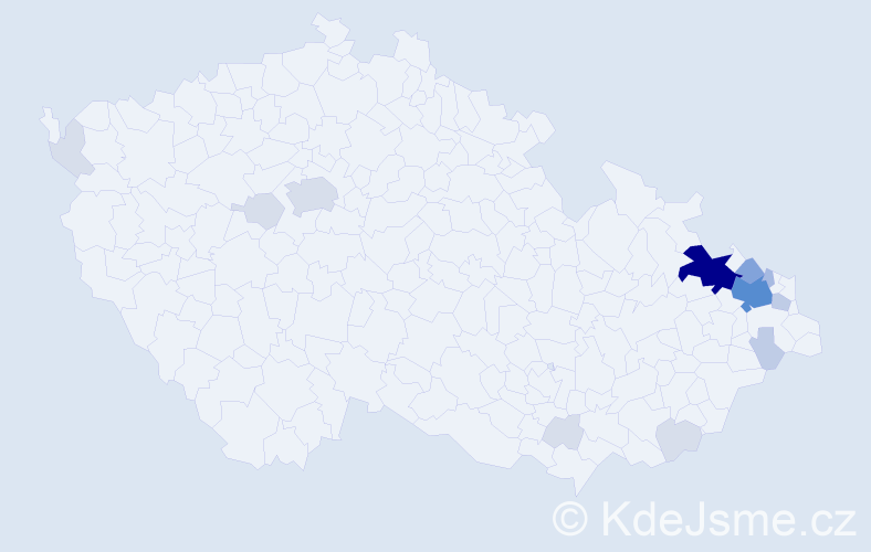 Příjmení: 'Manderla', počet výskytů 46 v celé ČR