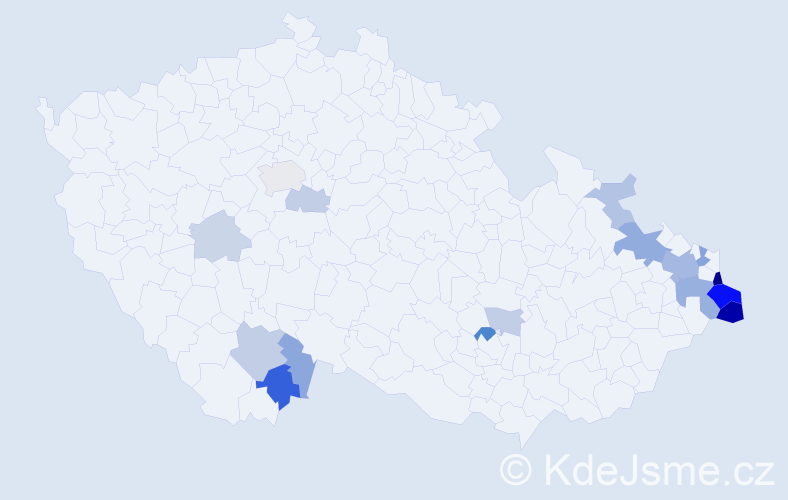 Příjmení: 'Čudek', počet výskytů 44 v celé ČR
