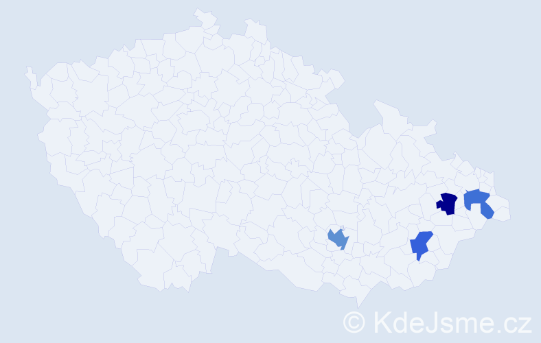 Příjmení: 'Černoevičová', počet výskytů 5 v celé ČR