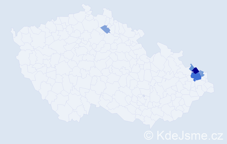 Příjmení: 'Dřevjaná', počet výskytů 24 v celé ČR