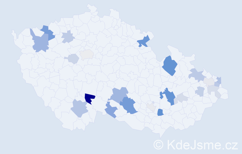 Příjmení: 'Kolba', počet výskytů 58 v celé ČR