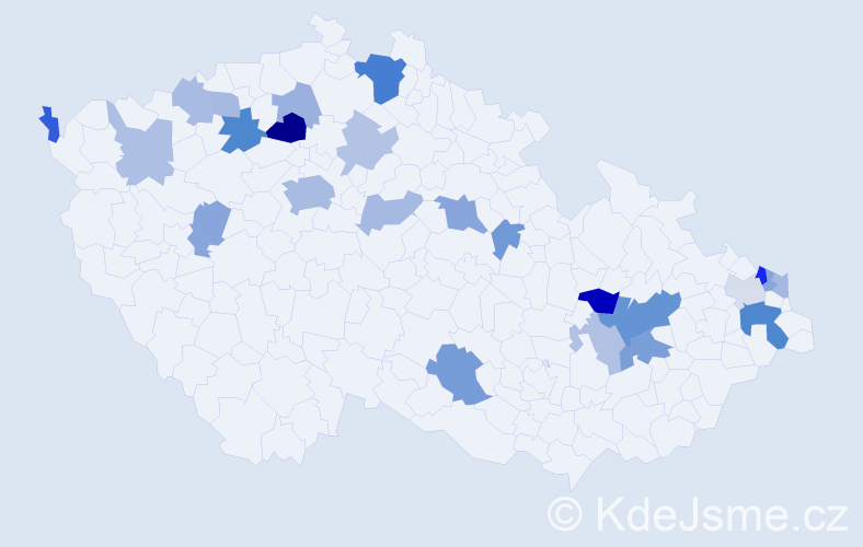 Příjmení: 'Birčák', počet výskytů 50 v celé ČR