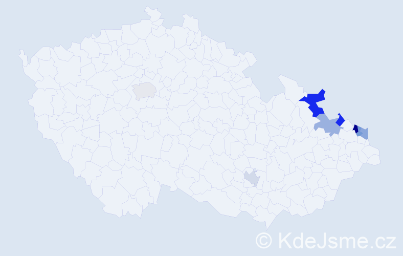 Příjmení: 'Pafčuga', počet výskytů 10 v celé ČR