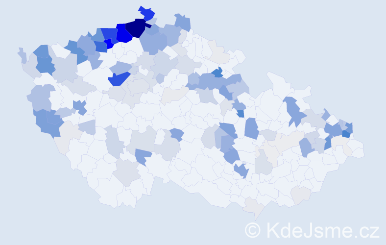 Příjmení: 'Gaži', počet výskytů 773 v celé ČR