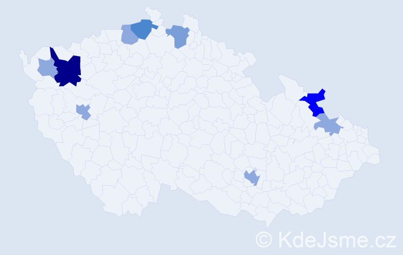 Příjmení: 'Rajf', počet výskytů 22 v celé ČR