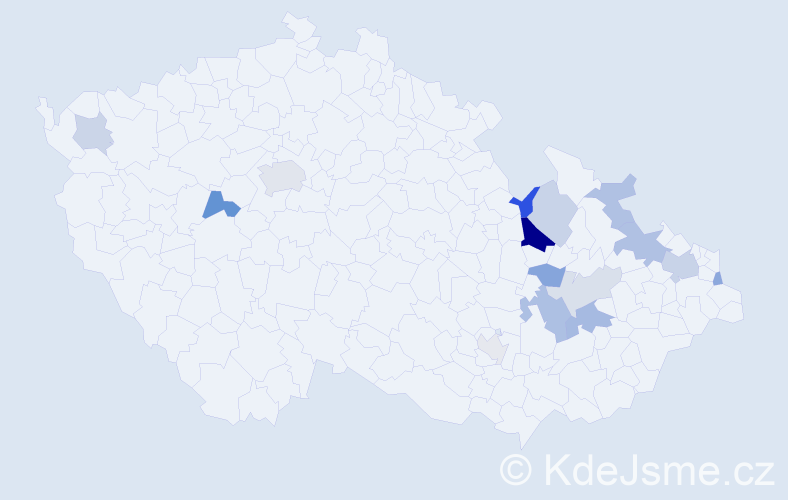 Příjmení: 'Kordas', počet výskytů 29 v celé ČR