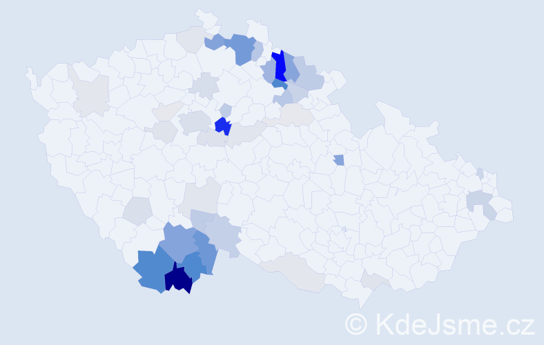 Příjmení: 'Zikeš', počet výskytů 123 v celé ČR