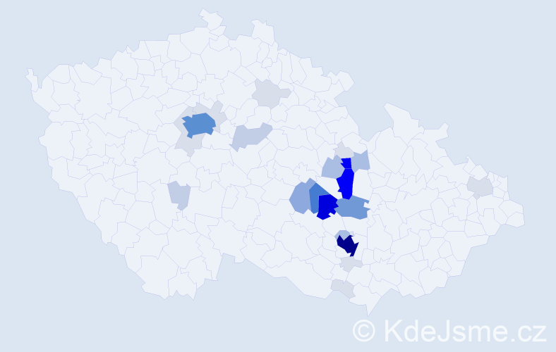 Příjmení: 'Čuhel', počet výskytů 124 v celé ČR