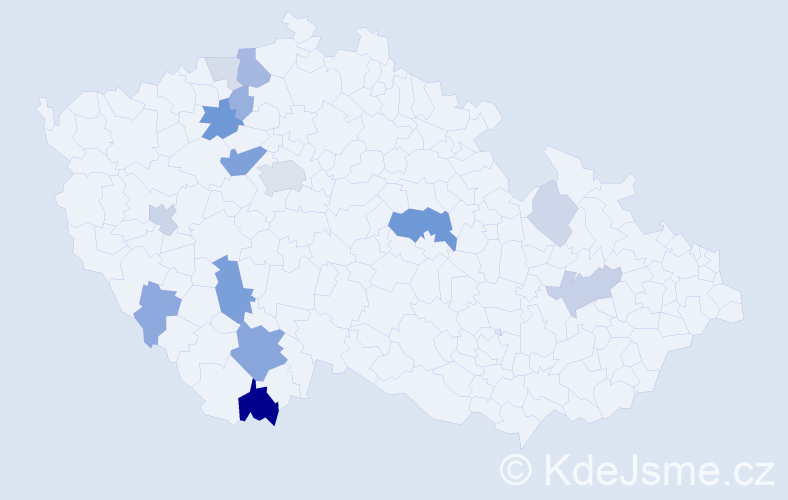Příjmení: 'Klimenda', počet výskytů 42 v celé ČR