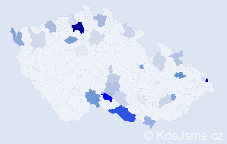 Příjmení: 'Badinková', počet výskytů 61 v celé ČR