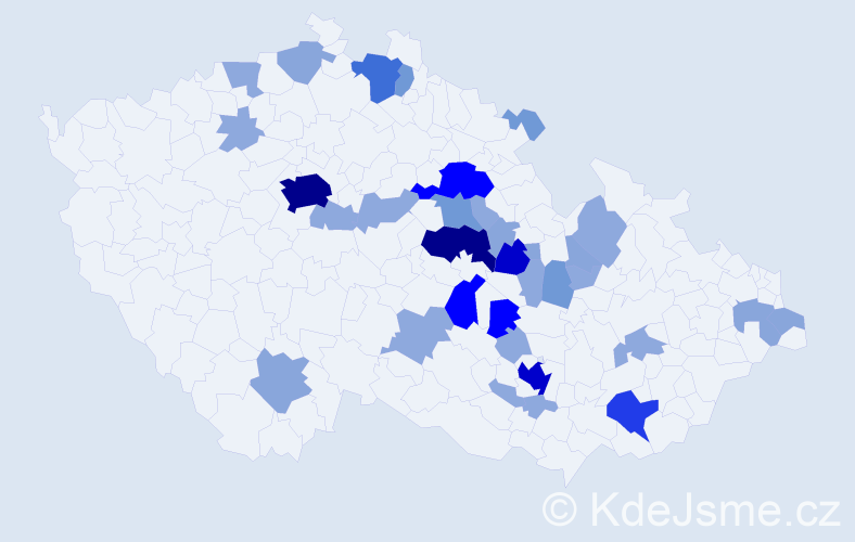 Příjmení: 'Sádecký', počet výskytů 105 v celé ČR