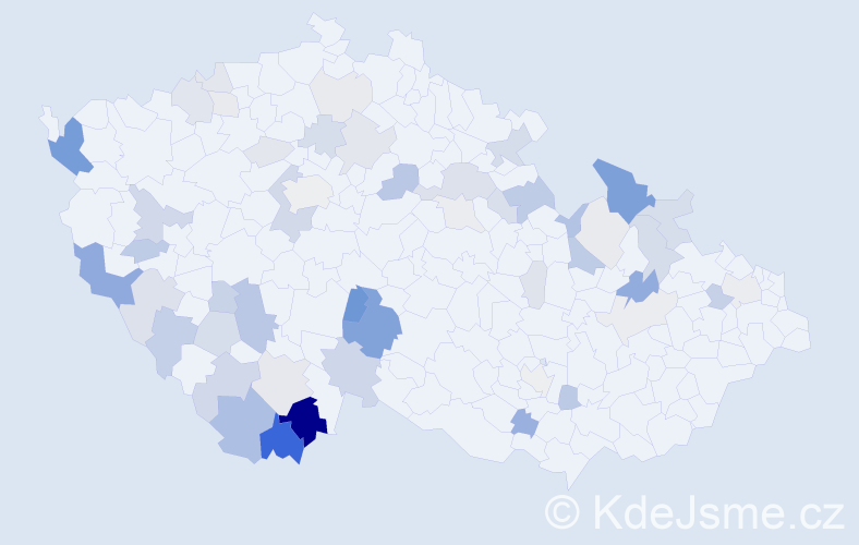 Příjmení: 'Motyčák', počet výskytů 159 v celé ČR