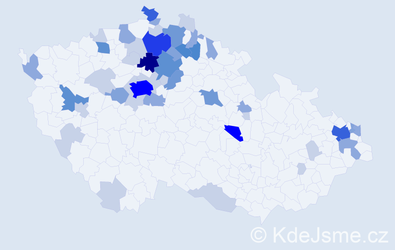 Příjmení: 'Vajsová', počet výskytů 136 v celé ČR