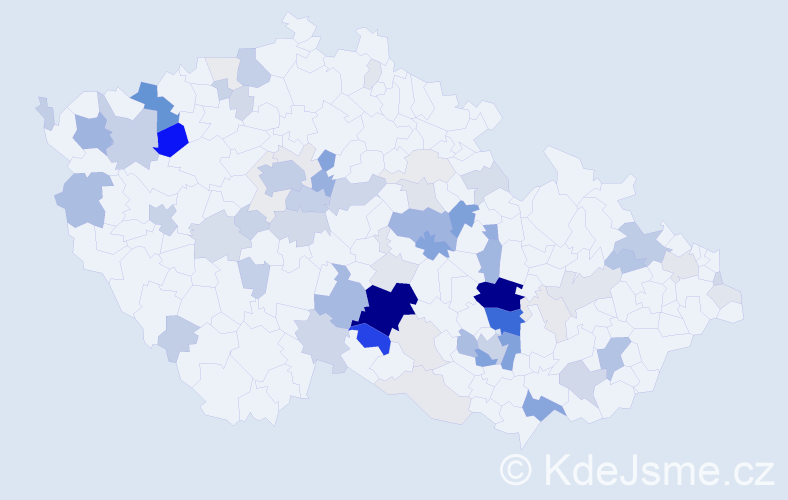 Příjmení: 'Svěrák', počet výskytů 289 v celé ČR