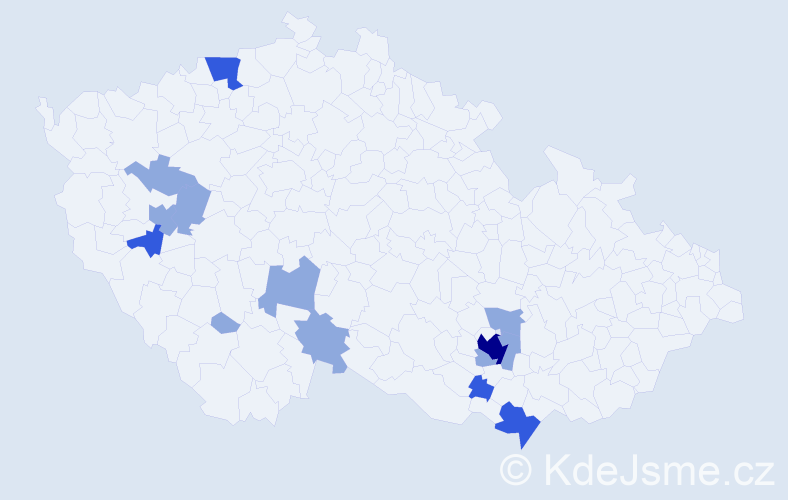 Příjmení: 'Pánovec', počet výskytů 25 v celé ČR