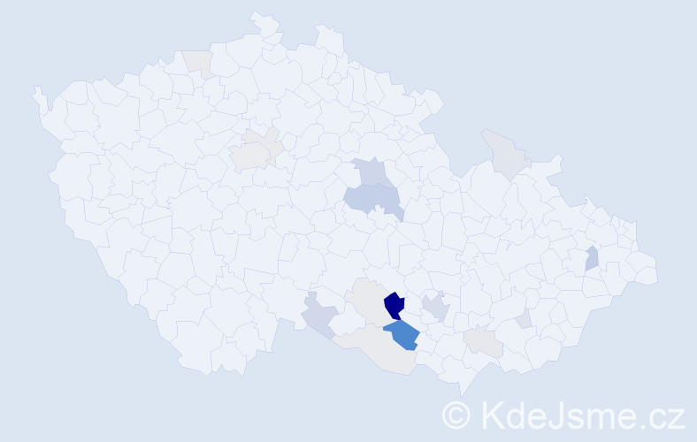 Příjmení: 'Tuza', počet výskytů 53 v celé ČR