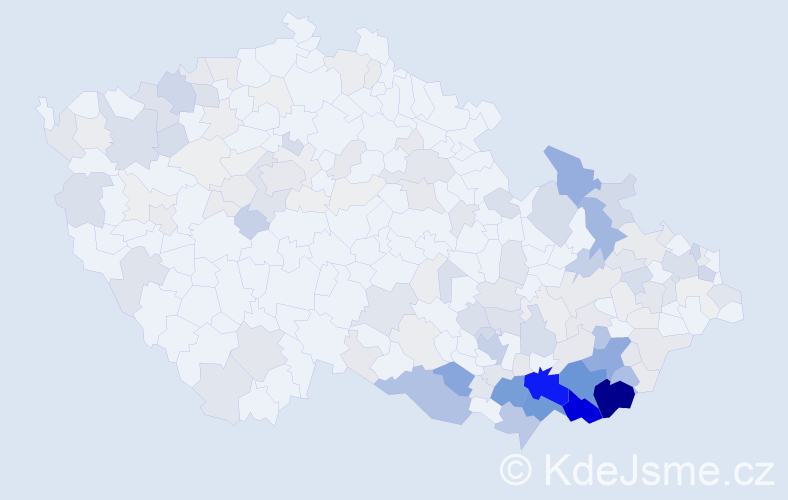 Příjmení: 'Zálešák', počet výskytů 896 v celé ČR