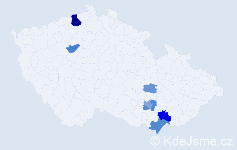 Příjmení: 'Šalé', počet výskytů 37 v celé ČR