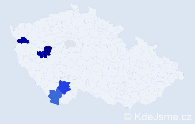 Příjmení: 'Egrmajerová', počet výskytů 13 v celé ČR