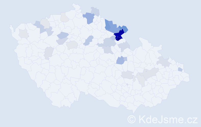 Příjmení: 'Chráska', počet výskytů 105 v celé ČR