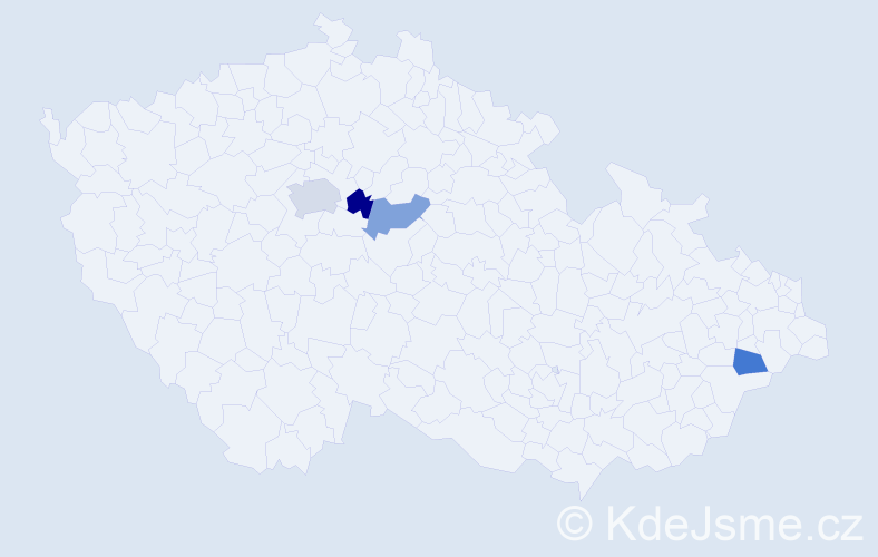 Příjmení: 'Čichová', počet výskytů 5 v celé ČR