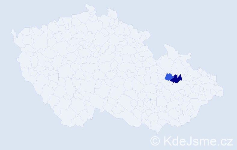 Příjmení: 'Vaverčáková', počet výskytů 8 v celé ČR