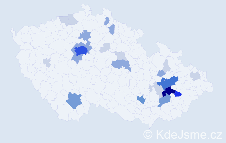 Příjmení: 'Ticháková', počet výskytů 72 v celé ČR