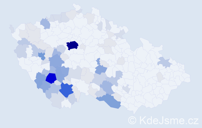 Příjmení: 'Bártíková', počet výskytů 277 v celé ČR