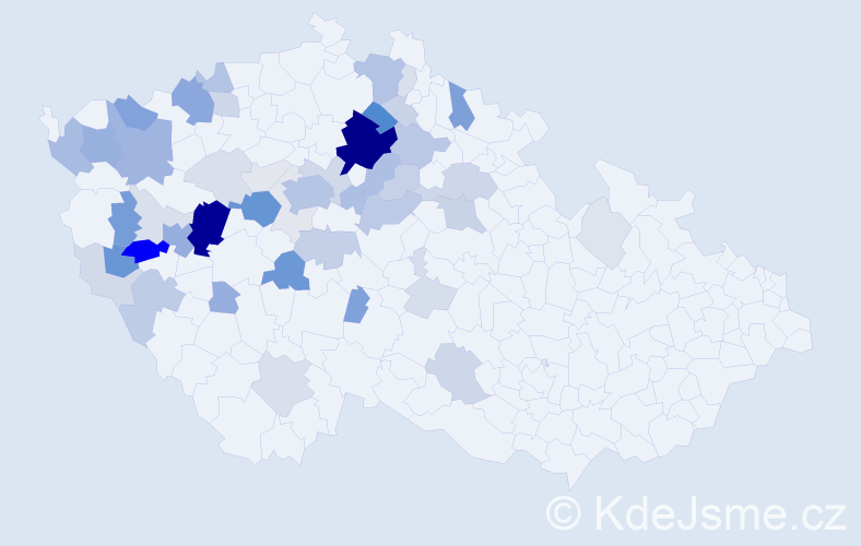 Příjmení: 'Mulačová', počet výskytů 187 v celé ČR