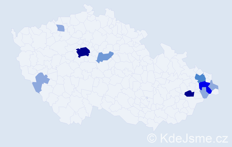 Příjmení: 'Bartecká', počet výskytů 27 v celé ČR
