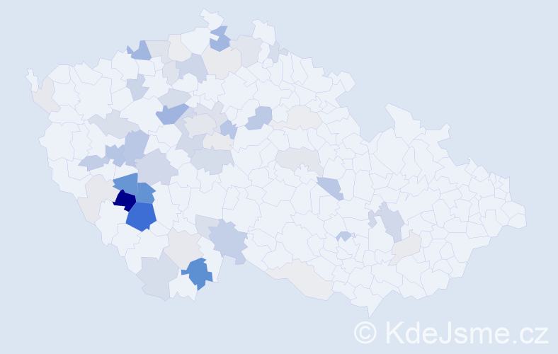 Příjmení: 'Hokr', počet výskytů 180 v celé ČR