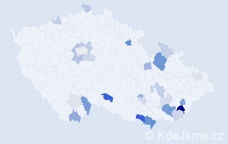 Příjmení: 'Merčáková', počet výskytů 59 v celé ČR
