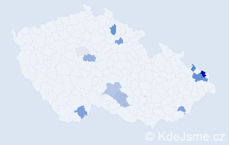 Příjmení: 'Papuga', počet výskytů 53 v celé ČR