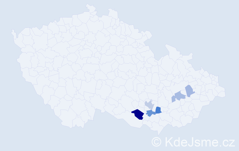 Příjmení: 'Tauvinklová', počet výskytů 15 v celé ČR