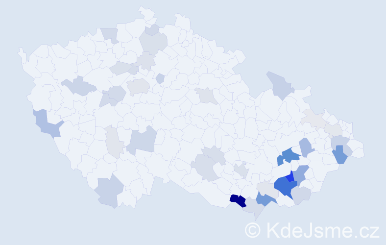 Příjmení: 'Hlavačka', počet výskytů 155 v celé ČR