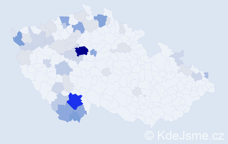 Příjmení: 'Jirkal', počet výskytů 148 v celé ČR