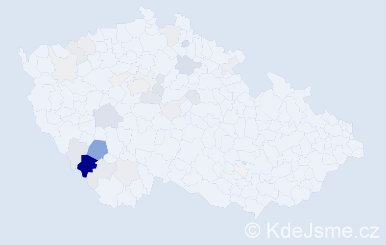 Příjmení: 'Doulová', počet výskytů 74 v celé ČR
