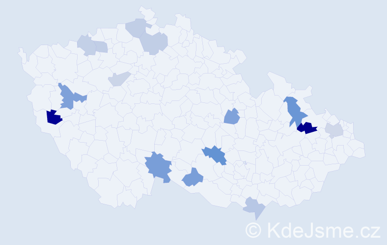 Příjmení: 'Molo', počet výskytů 22 v celé ČR