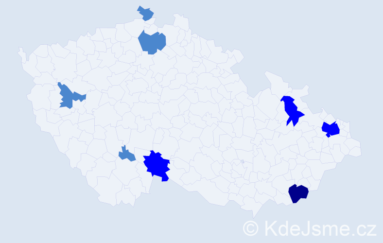 Příjmení: 'Suč', počet výskytů 13 v celé ČR
