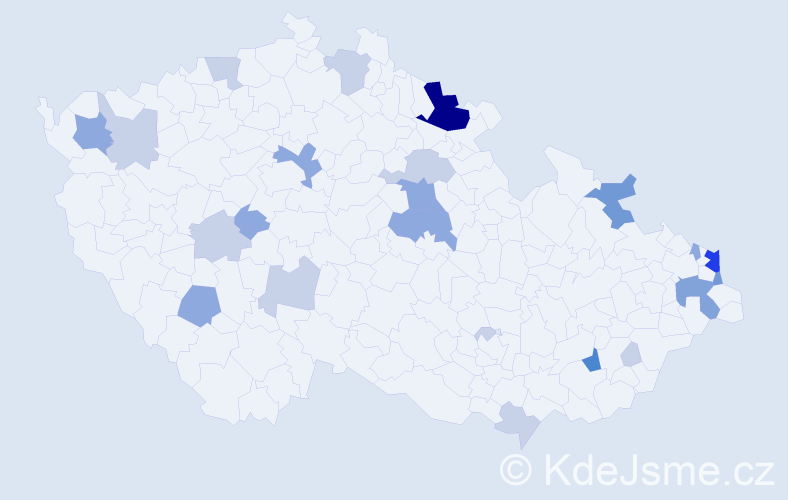 Příjmení: 'Duchová', počet výskytů 60 v celé ČR