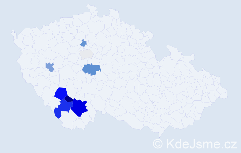 Příjmení: 'Martíšek', počet výskytů 21 v celé ČR