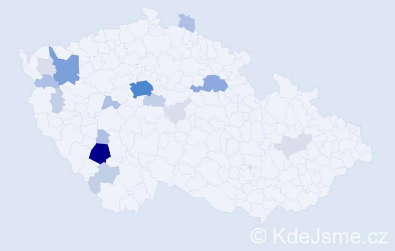 Příjmení: 'Bažata', počet výskytů 64 v celé ČR